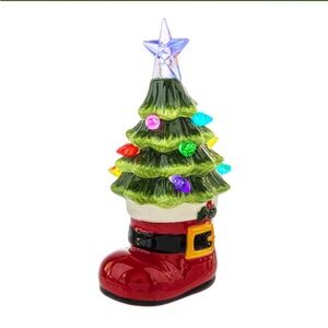 Ganz LED Light Up Santa‎ Boot With Tree Shimmer Multicolor New 5.5”